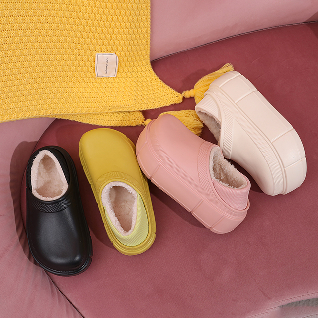Women's Solid Color Fuzzy Shoes, Soft Sole Platform Thermal LinedShoes, Waterproof & Non-slip Plush Shoes