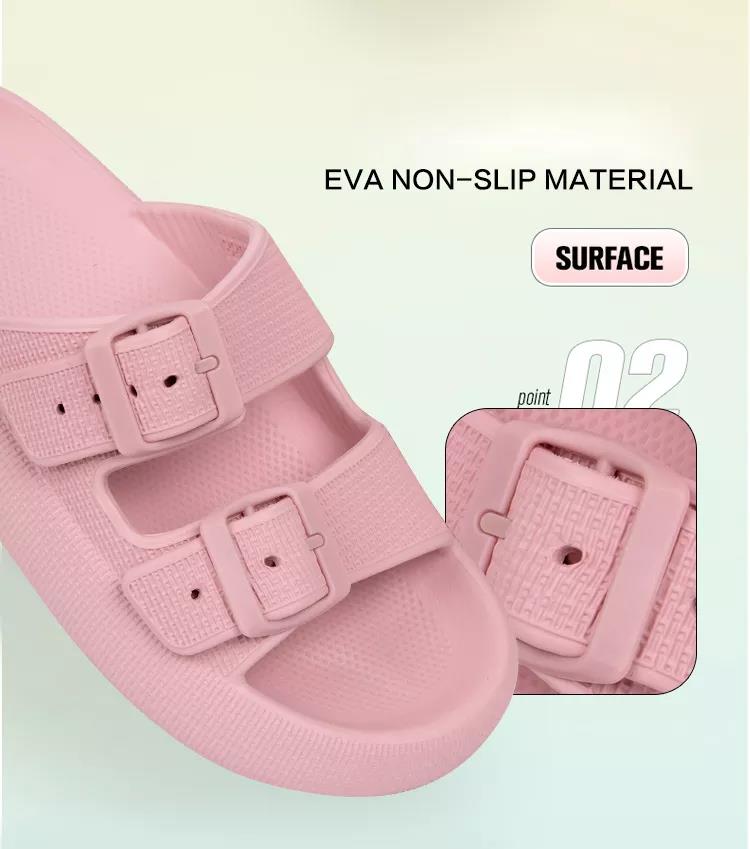 double adjustable buckle cloud slippers