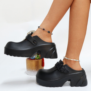 Chunky Black Clogs With Strap